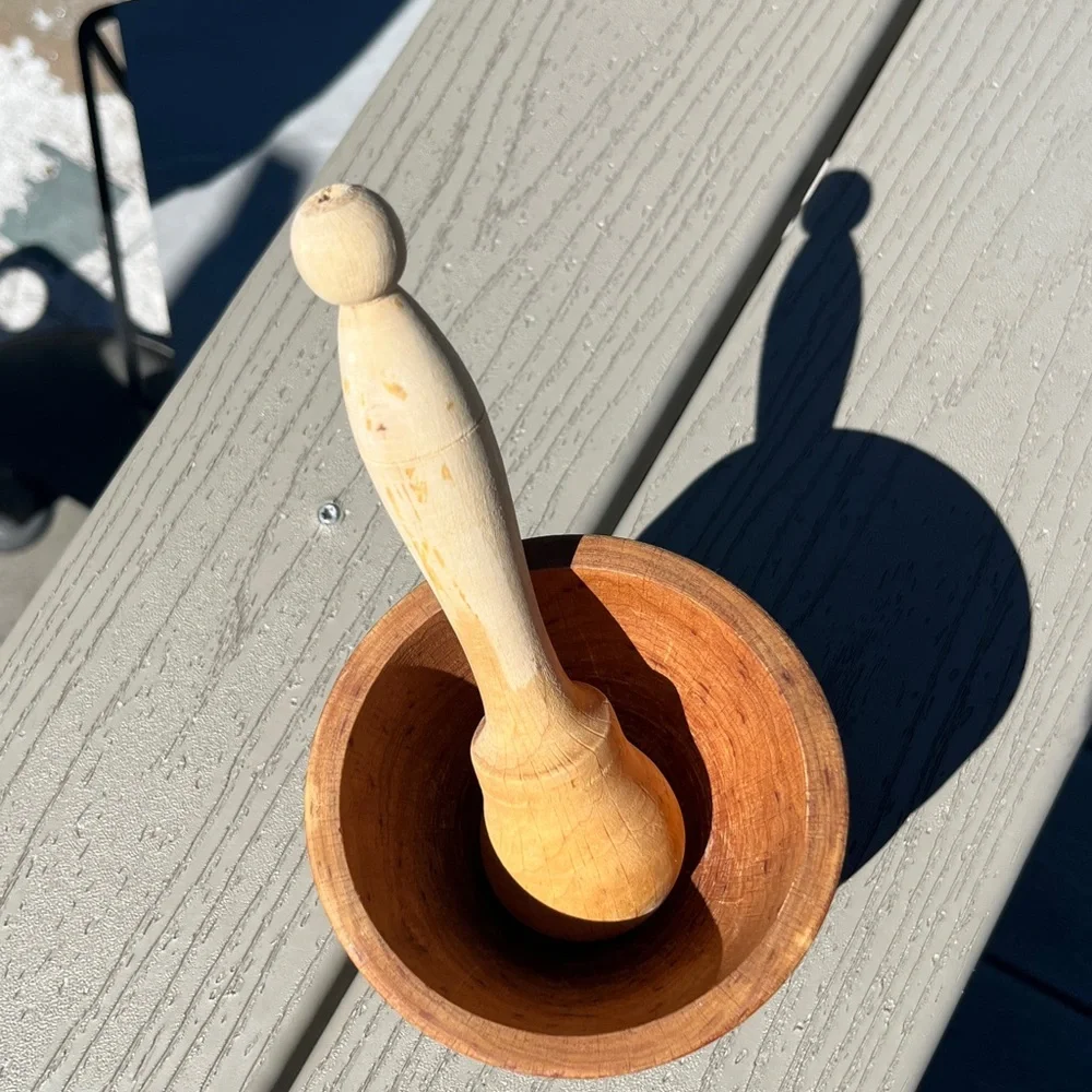 Vintage Wooden Mortar and Pestle Set